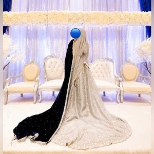 My gorgeous friends wedding dress - detailed baby blue/grayish & silver work